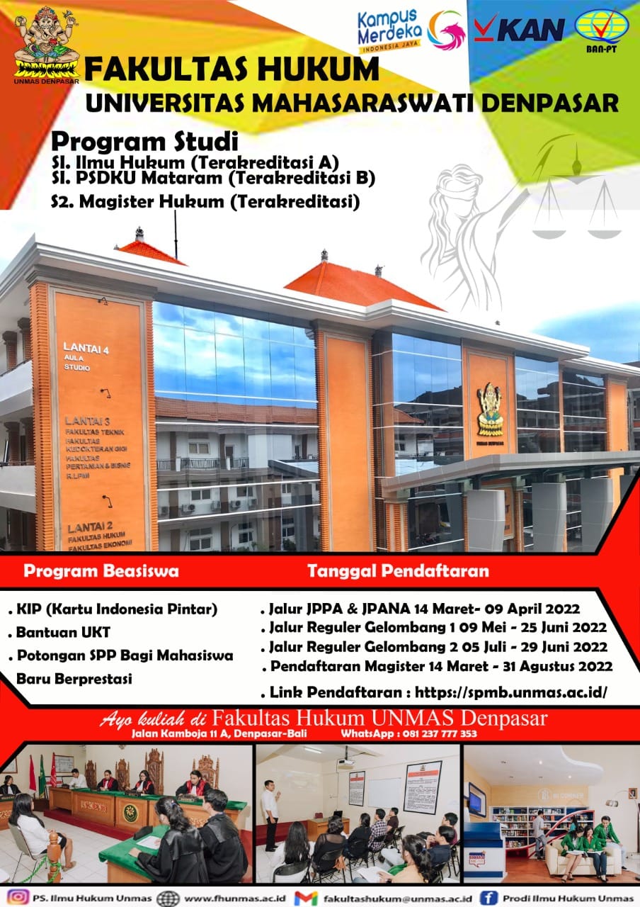 Ayo bergabung bersama kami di Fakultas Hukum Universitas Mahasaraswati Denpasar