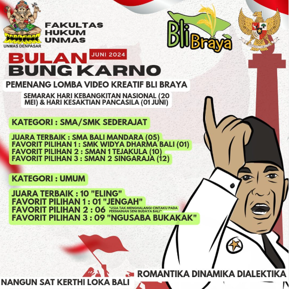Bulan Bung Karno merupakan bulan juni yang memuat beberapa tanggal penting yang terjadi, mulai dari tanggal lahir Soekarno, tanggal wafat hingga lahirnya Pancasila yang diprakarsai oleh Soekarno.