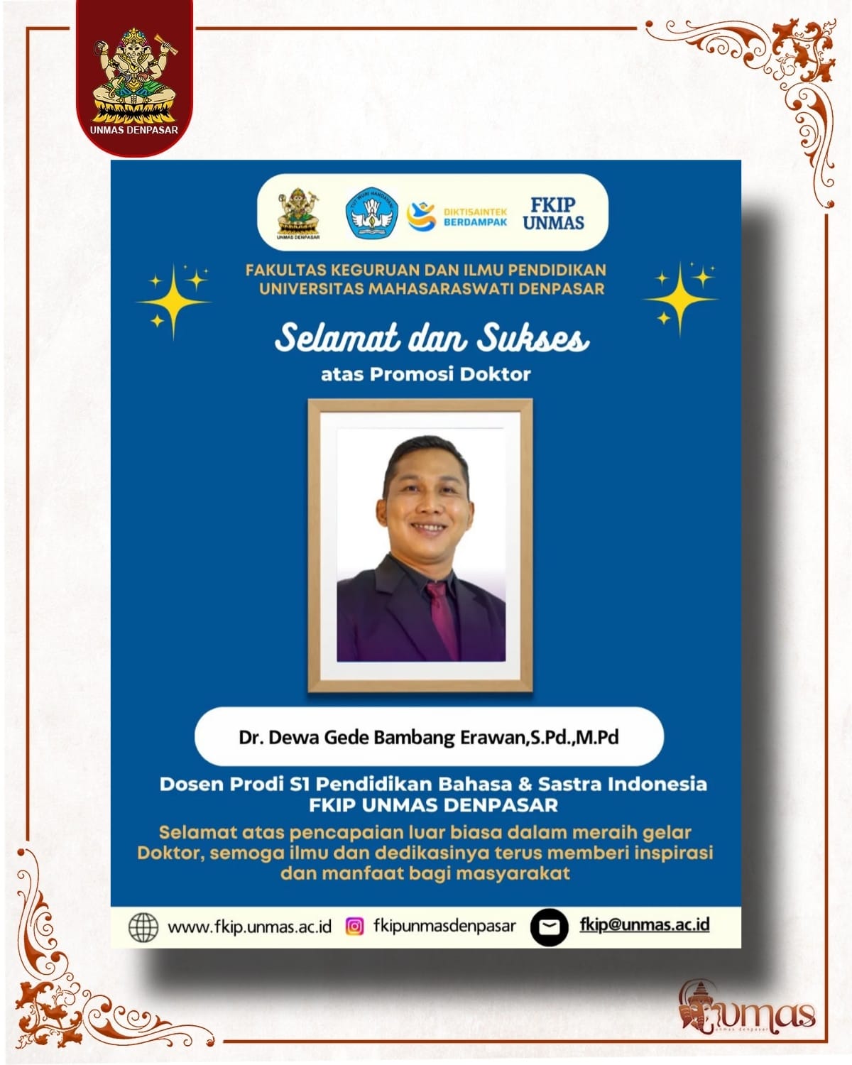 dosen-prodi-pbsi-fkip-unmas-denpasar-raih-gelar-doktor-dalam-ilmu-linguistik-di-universitas-udayana