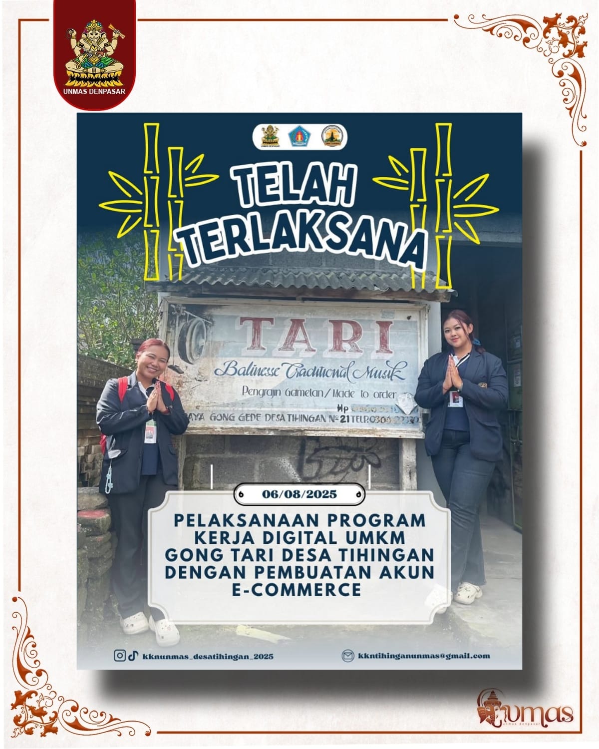 Dukung UMKM Lokal, Tim KKN Desa Tihingan Bantu Promosi Kerajinan Gong Lewat E-Commerce