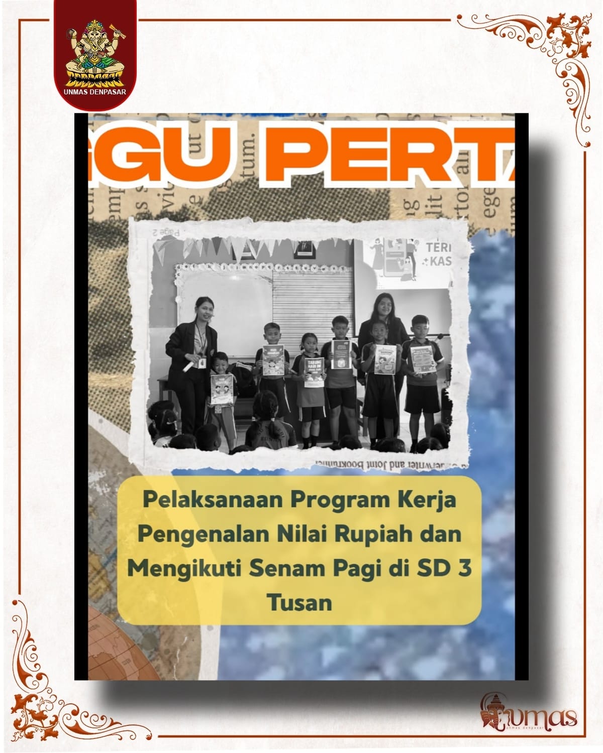 Edukasi Nilai Rupiah dan Senam Pagi Bersama di SD Negeri 3 Tusan oleh Tim KKN Unmas