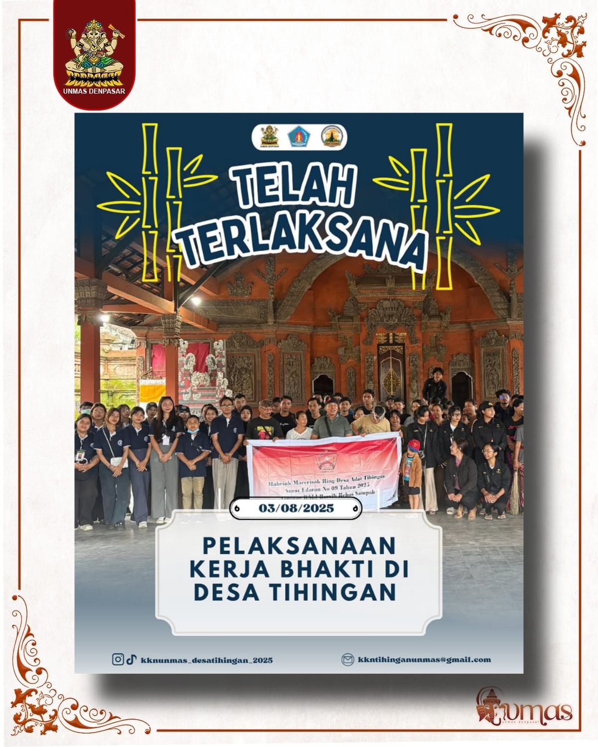 Kerja Bakti Bersama Warga, Tim KKN Desa Tihingan Ajak Wujudkan Lingkungan Bersih dan Nyaman
