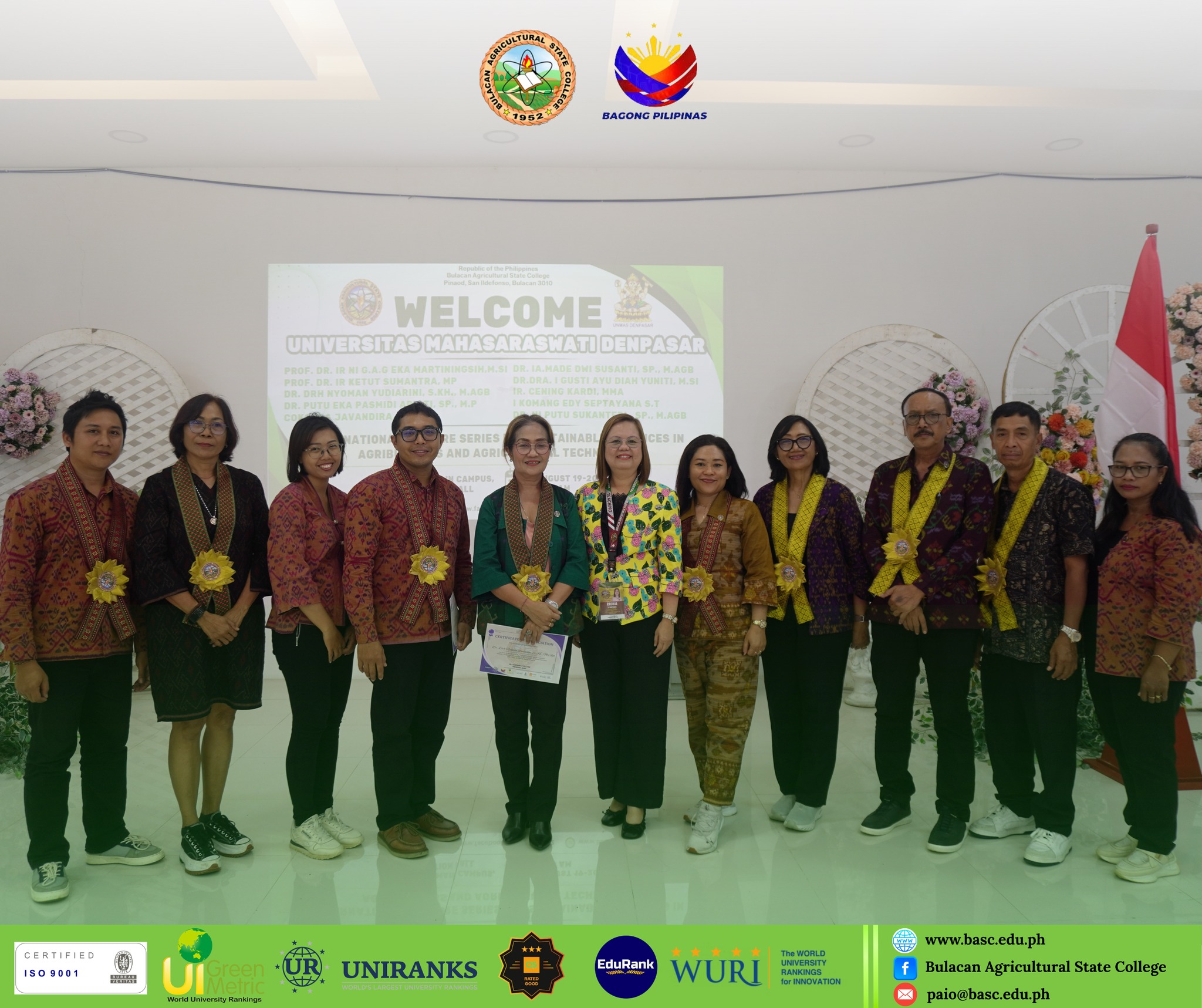 Kesepakatan Pelaksanaan Kerja Sama antara Fakultas Pertanian dan Bisnis Universitas Mahasaraswati Denpasar dan Kantor Hubungan Internasional Perguruan Tinggi Pertanian Negeri Bulacan