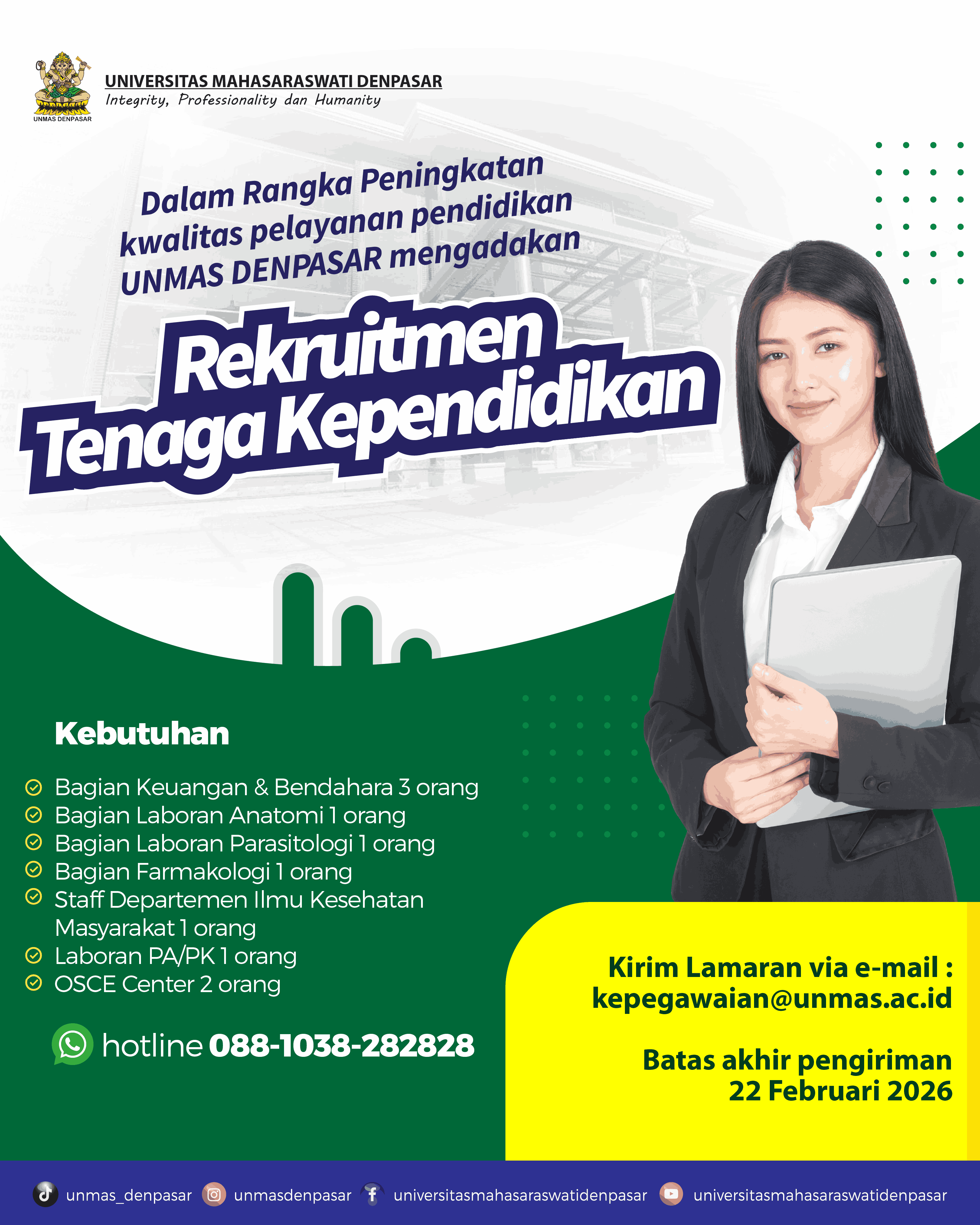 unmas-denpasar-buka-rekrutmen-tenaga-kependidikan-tahun-2026