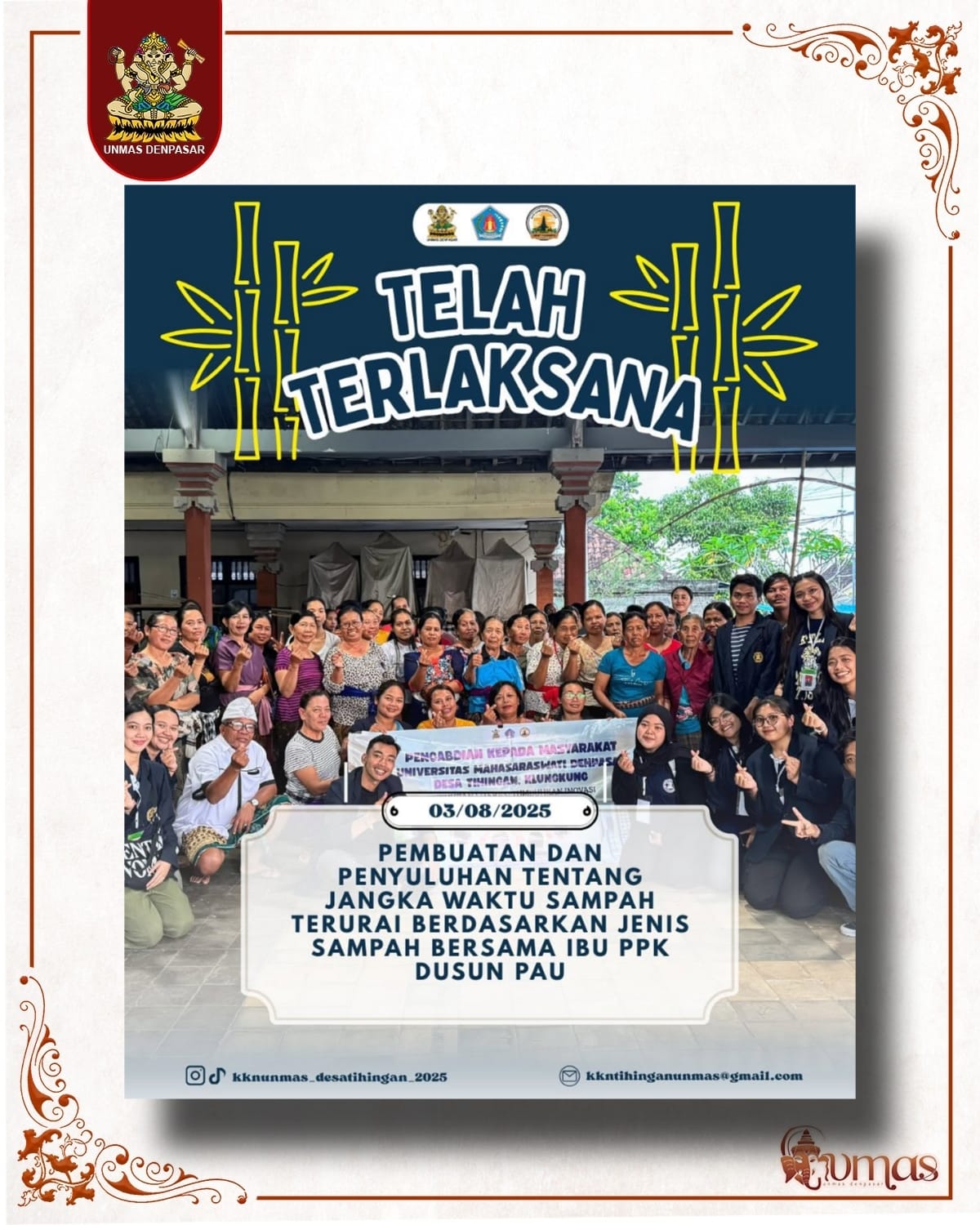 Wujudkan Desa Sadar Sampah, Tim KKN Desa Tihingan Buat Plang Edukasi Lingkungan